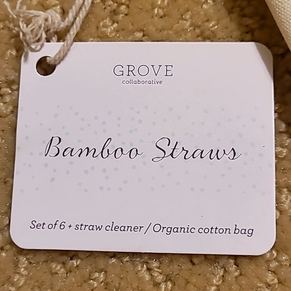 Grove Collaborative Set of Six Bamboo Straws of Various Sizes and Cleaning Brush - Picture 3 of 4